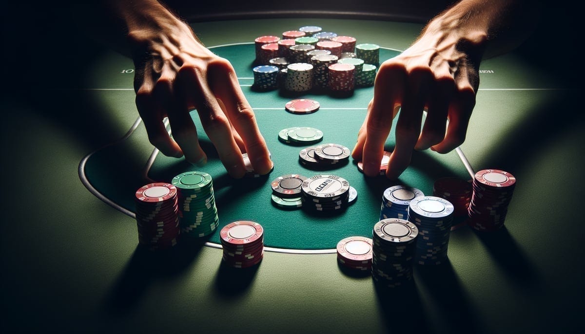 Heads-up poker battle with tournament chips