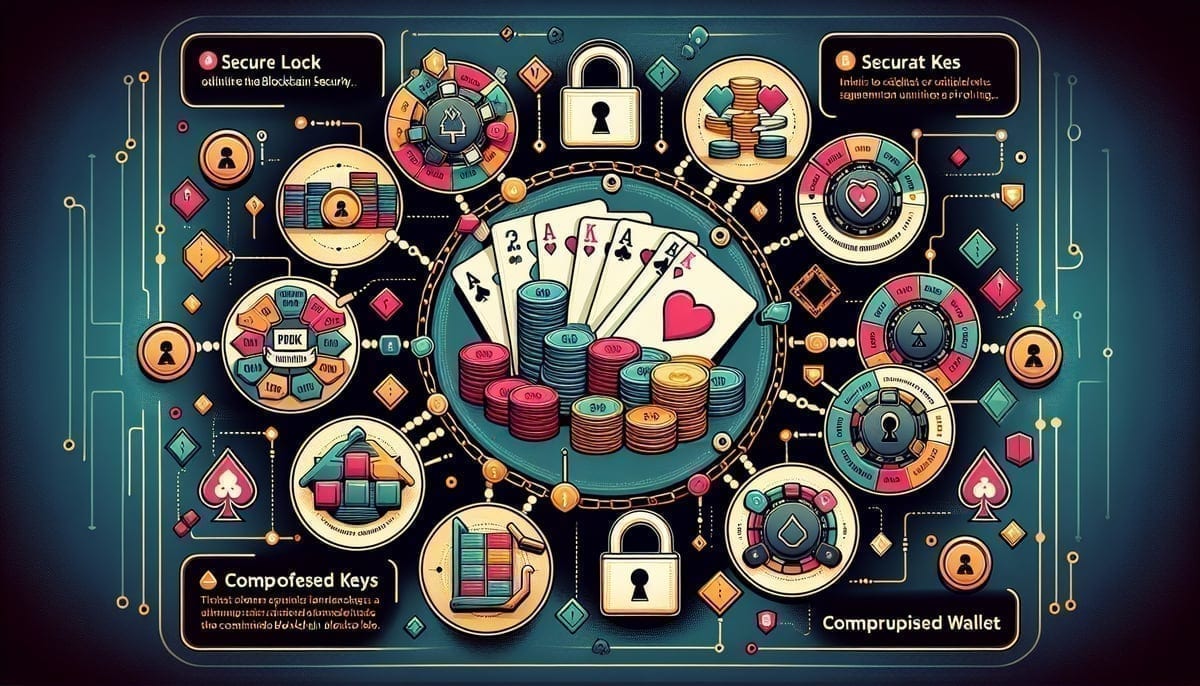 Blockchain security and poker platform illustration