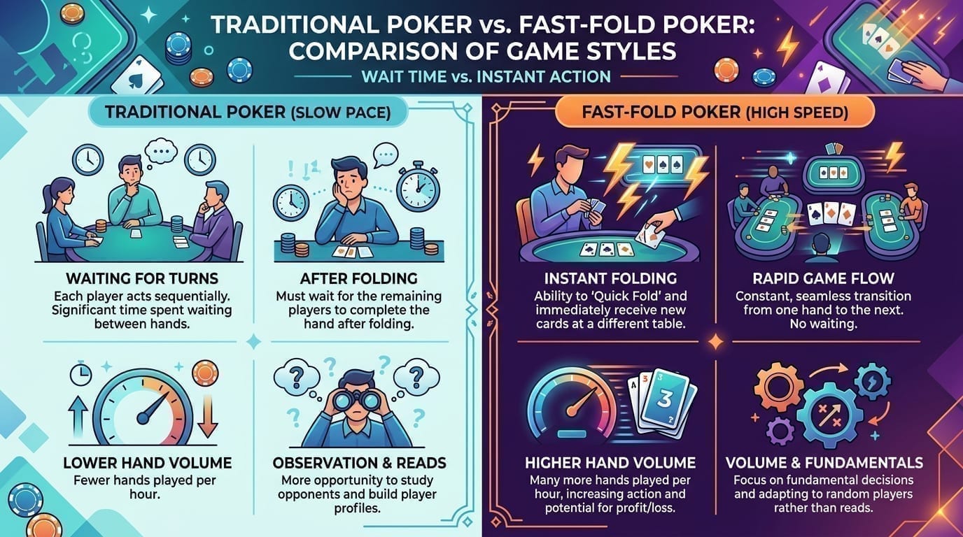 Comparison between traditional and fast-fold poker formats