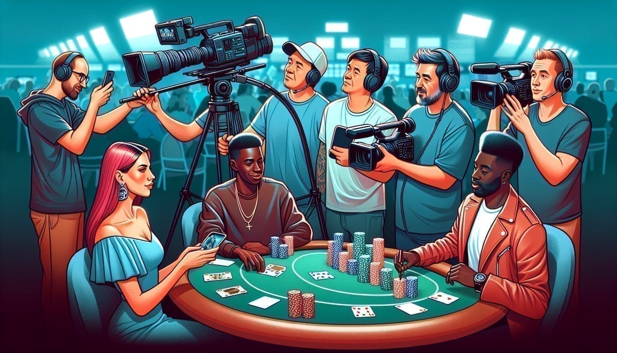 Content creators filming various types of content at WSOP